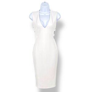 Nookie Turlington Bodycon Midi Dress Deep V-Neck Side Cutouts Size 8 AU 4 US